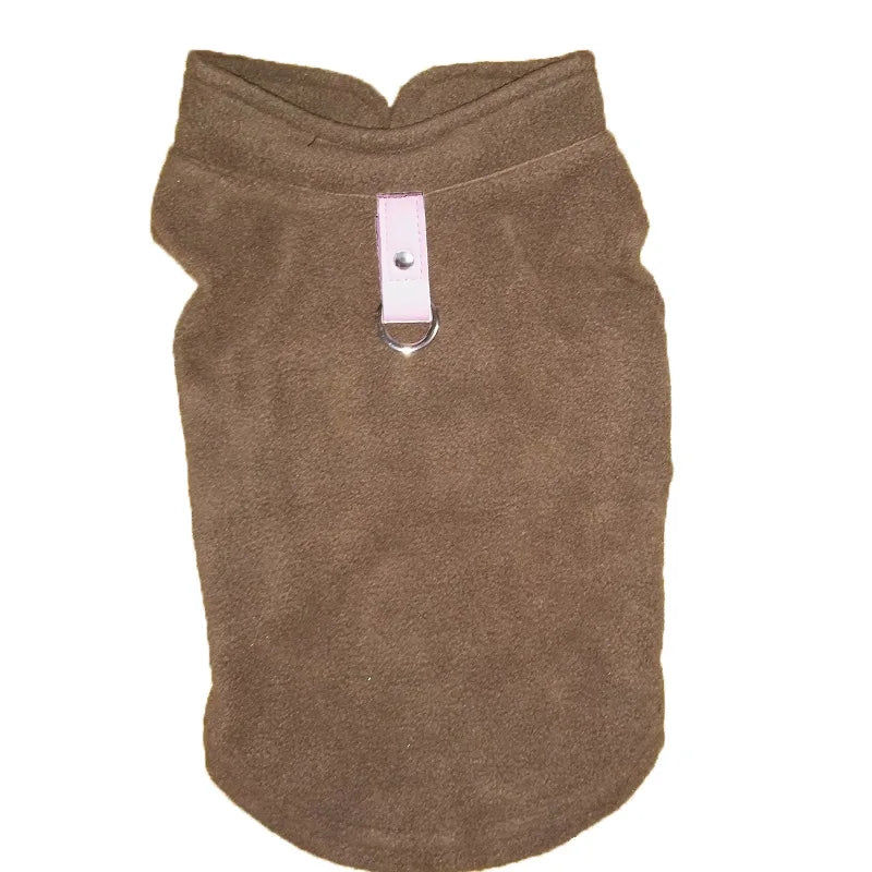 Winter Fleece Dog Coat with Harness for Small Dogs
