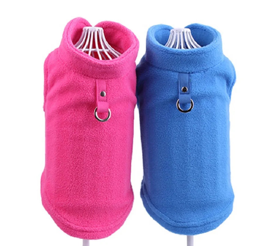 Winter Fleece Dog Coat with Harness for Small Dogs