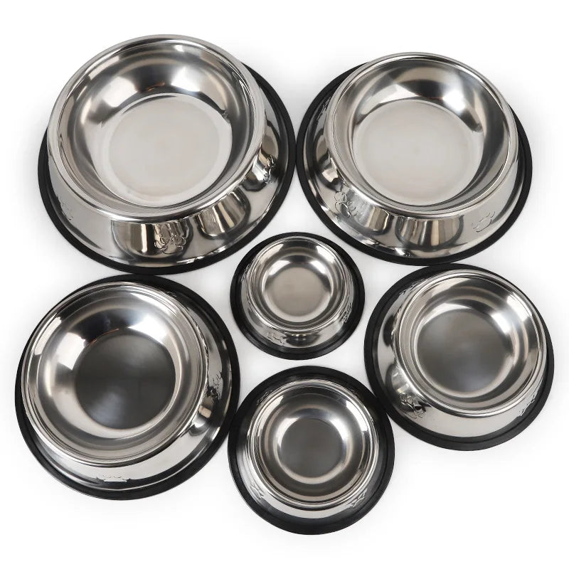 Quality Paw Stainless Steel Pet Dog Bowl – Skidproof Anti-Ant Design, Available in 6 Sizes