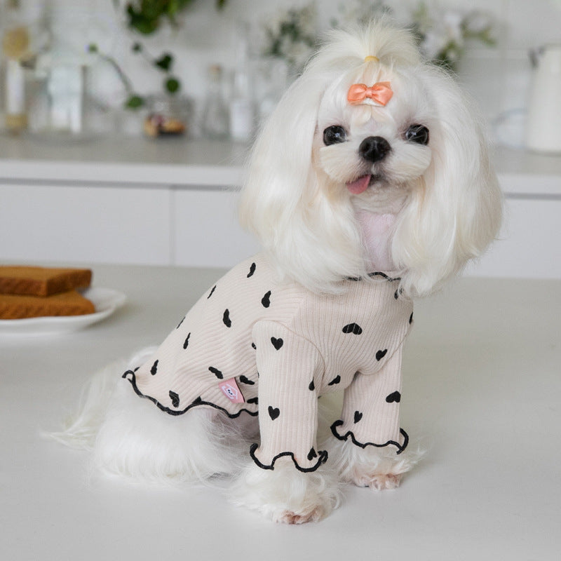 Embroidered Bear Waffle Pet Vest – Autumn & Winter Warm Undercoat for Dogs & Cats