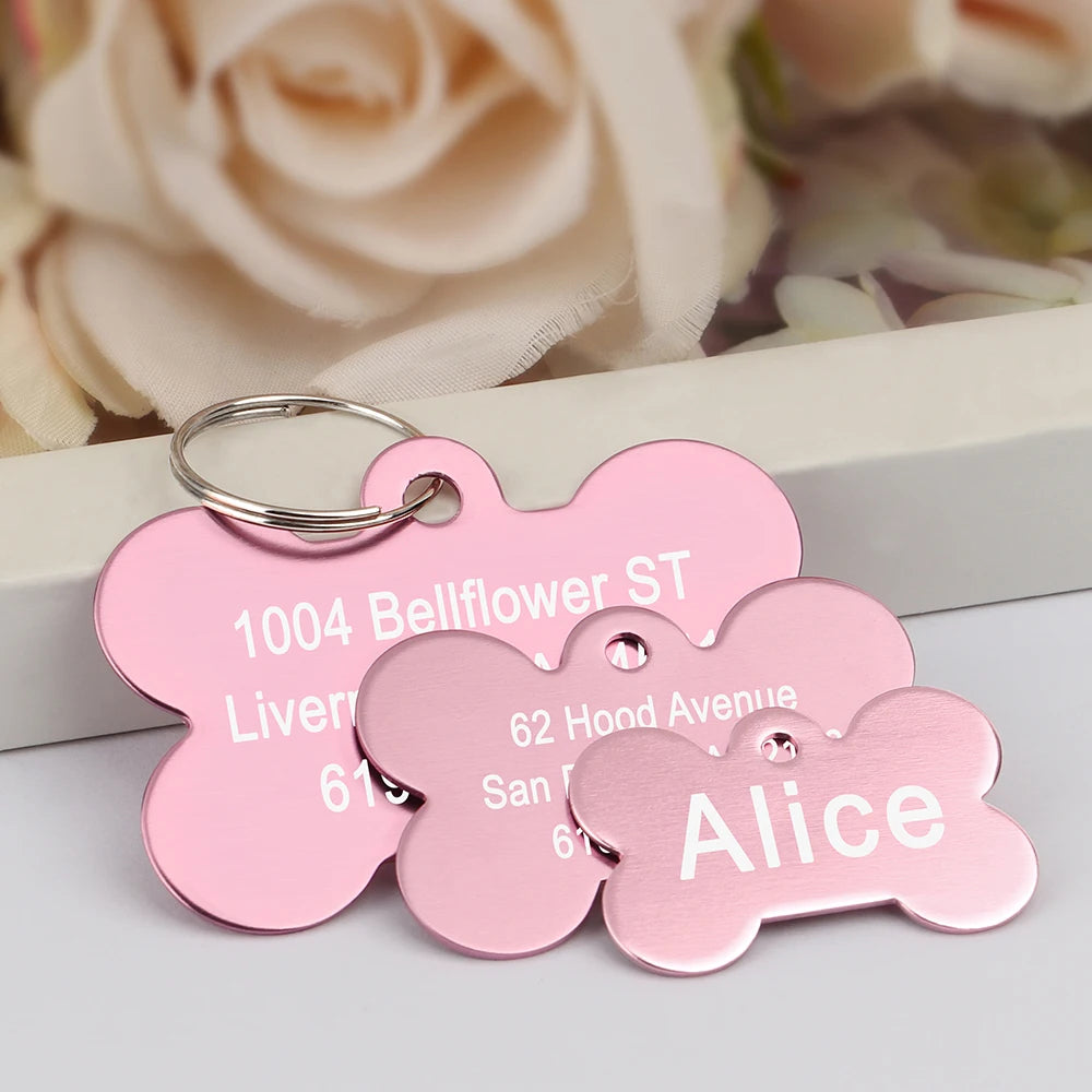 Personalized Dog & Cat ID Tag – Custom Metal Bone Shaped Pet Name Tag for Small & Large Pets