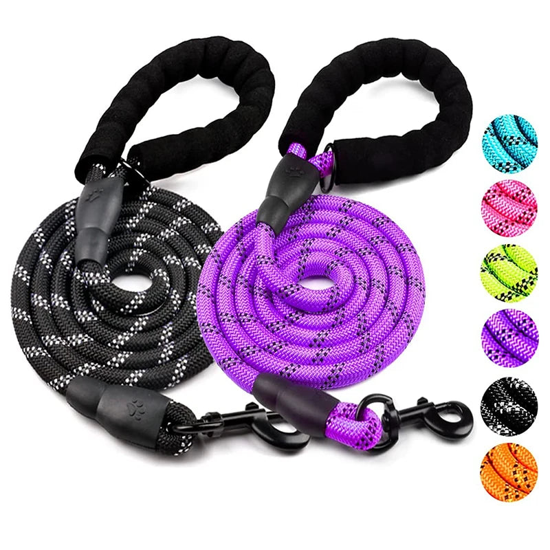 Reflective Strong Dog Leash – Durable Nylon Leash for Small, Medium & Large Dogs