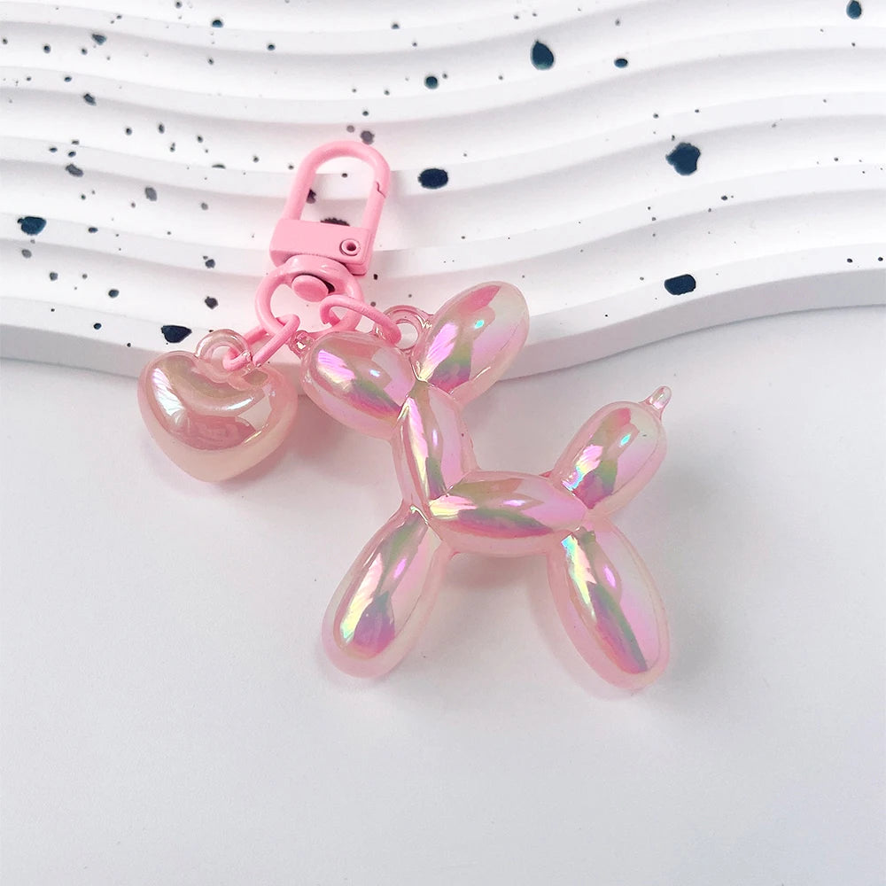 Cartoon Balloon Dog Keychain – Cute Acrylic Bag Charm for Women & Couples
