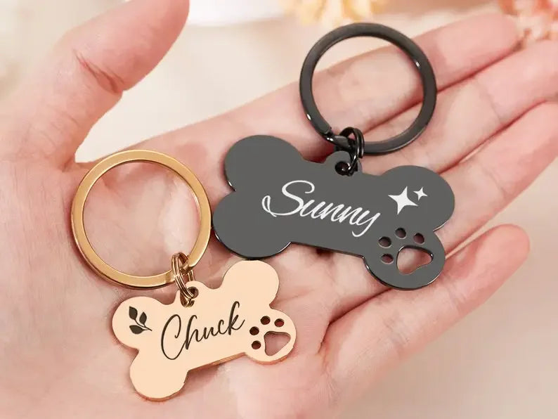 Personalized Bone-Shaped Pet ID Tags with Free Engraving