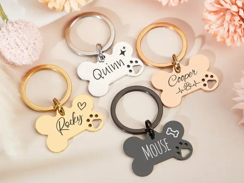 Personalized Bone-Shaped Pet ID Tags with Free Engraving