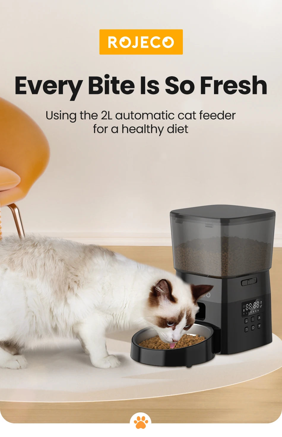 2L Automatic Pet Feeder with Portion Control and Anti-Jam Design