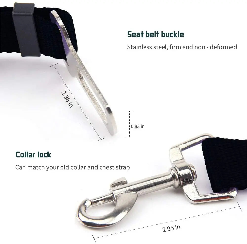 Adjustable Pet Car Seat Belt – Safety Harness Lead Clip for Dogs & Cats