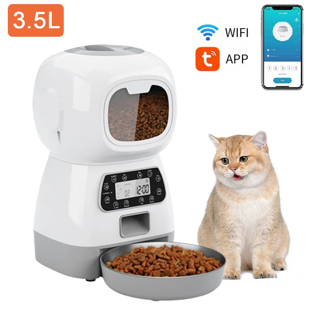 3.5L Smart Automatic Pet Feeder with Voice Recorder – Timed Meal Feeder for Cats & Dogs