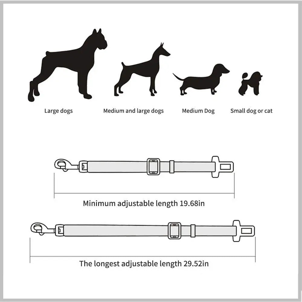 Adjustable Pet Car Seat Belt – Safety Harness Lead Clip for Dogs & Cats
