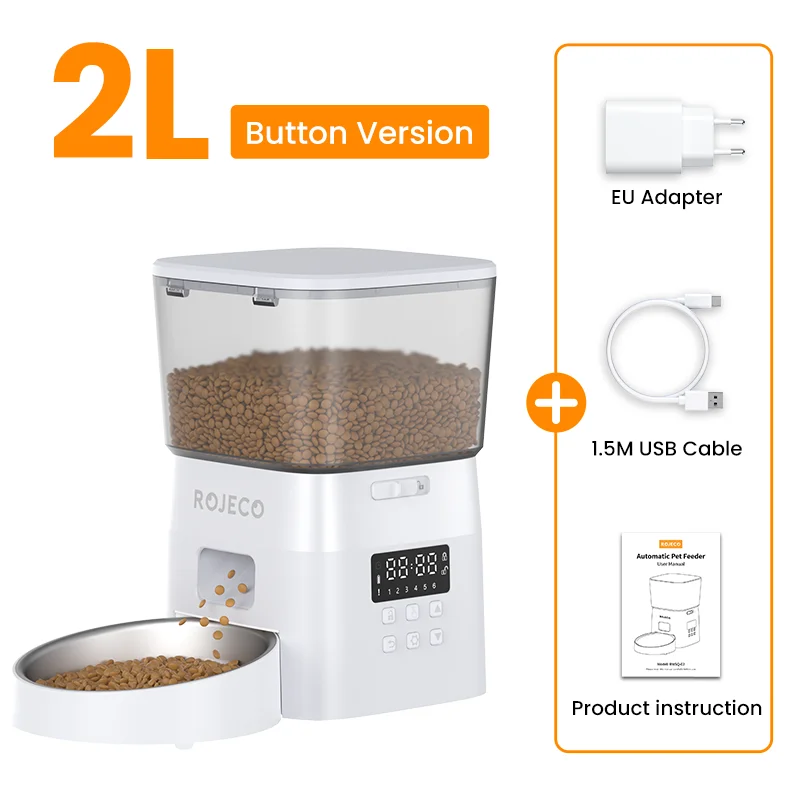 2L Automatic Pet Feeder with Portion Control and Anti-Jam Design