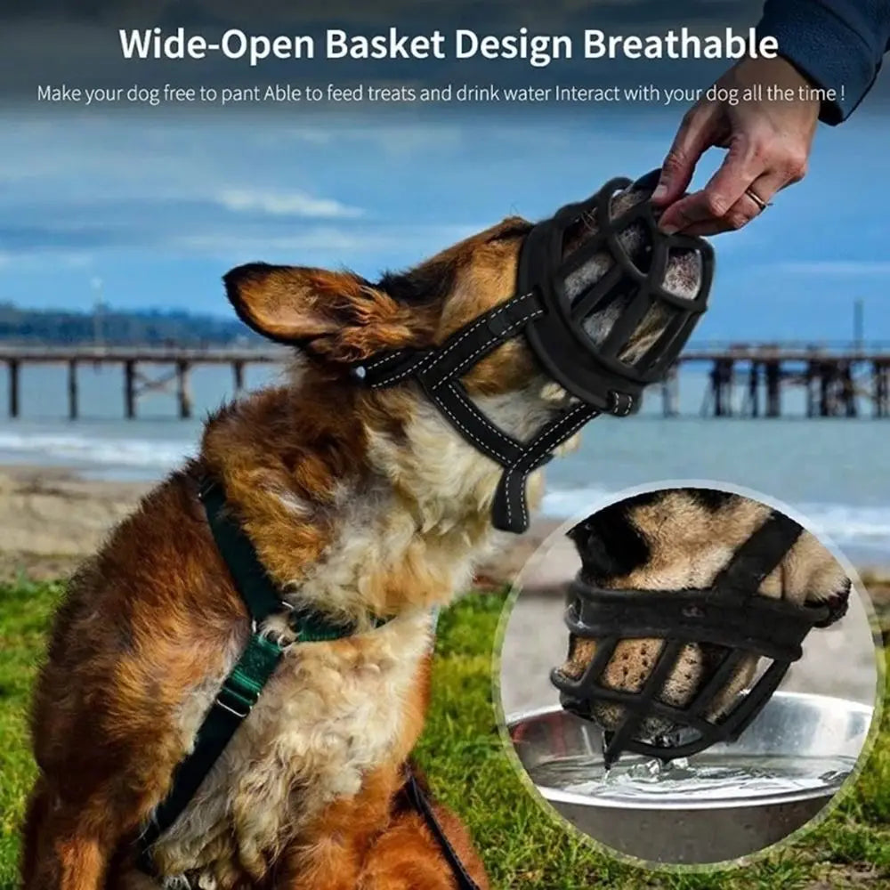 Adjustable Reflective Dog Muzzle – Breathable, Anti-Biting Mouth Cover