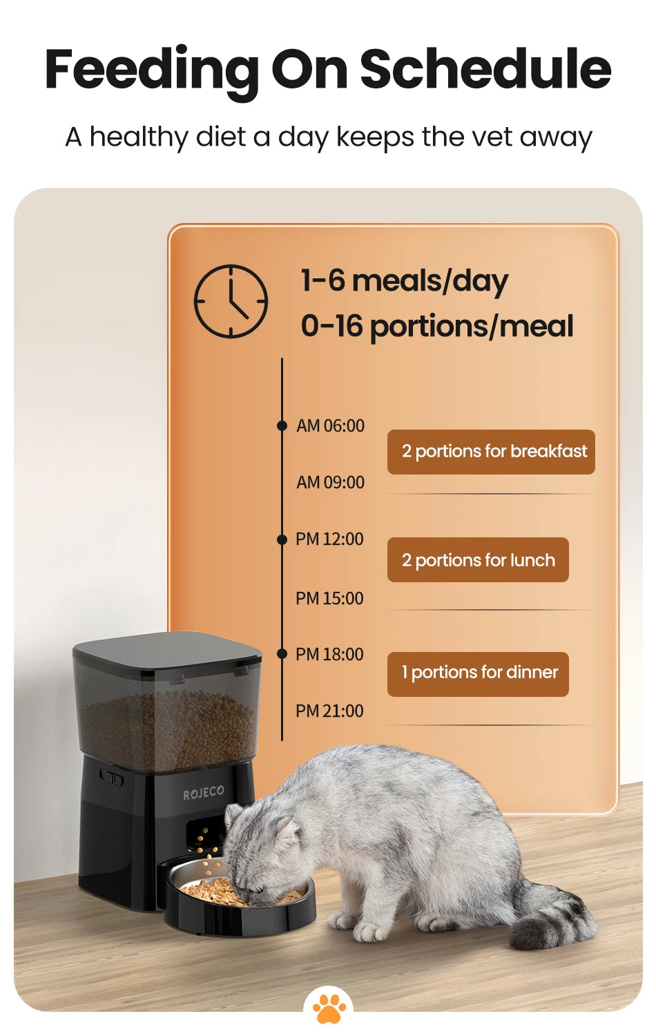 2L Automatic Pet Feeder with Portion Control and Anti-Jam Design