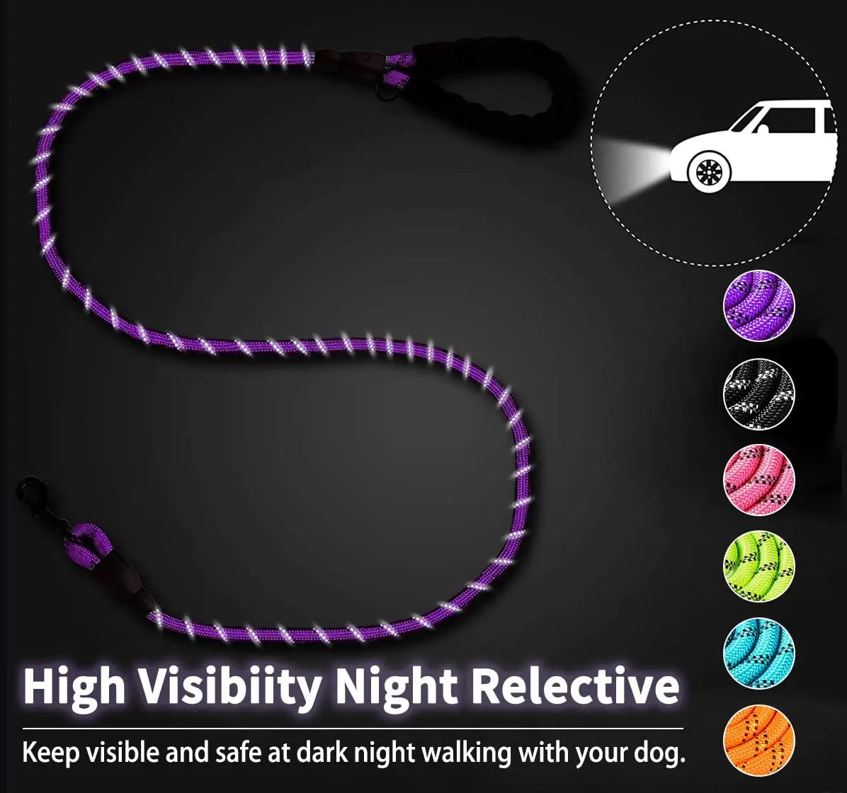 Reflective Dog Leash – Durable Pet Leash for Small, Medium, and Large Dogs