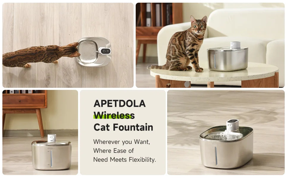 4L Wireless Pet Water Fountain – Motion Sensor Stainless Steel Cat & Dog Dispenser