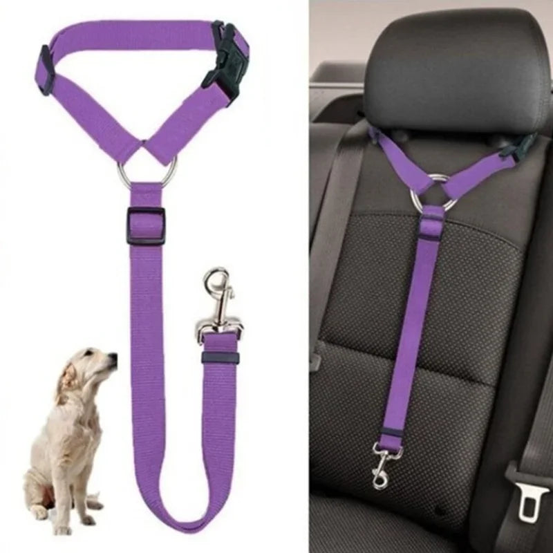 Adjustable Two-in-One Pet Car Seat Belt & Leash – Safety Harness for Dogs & Cats