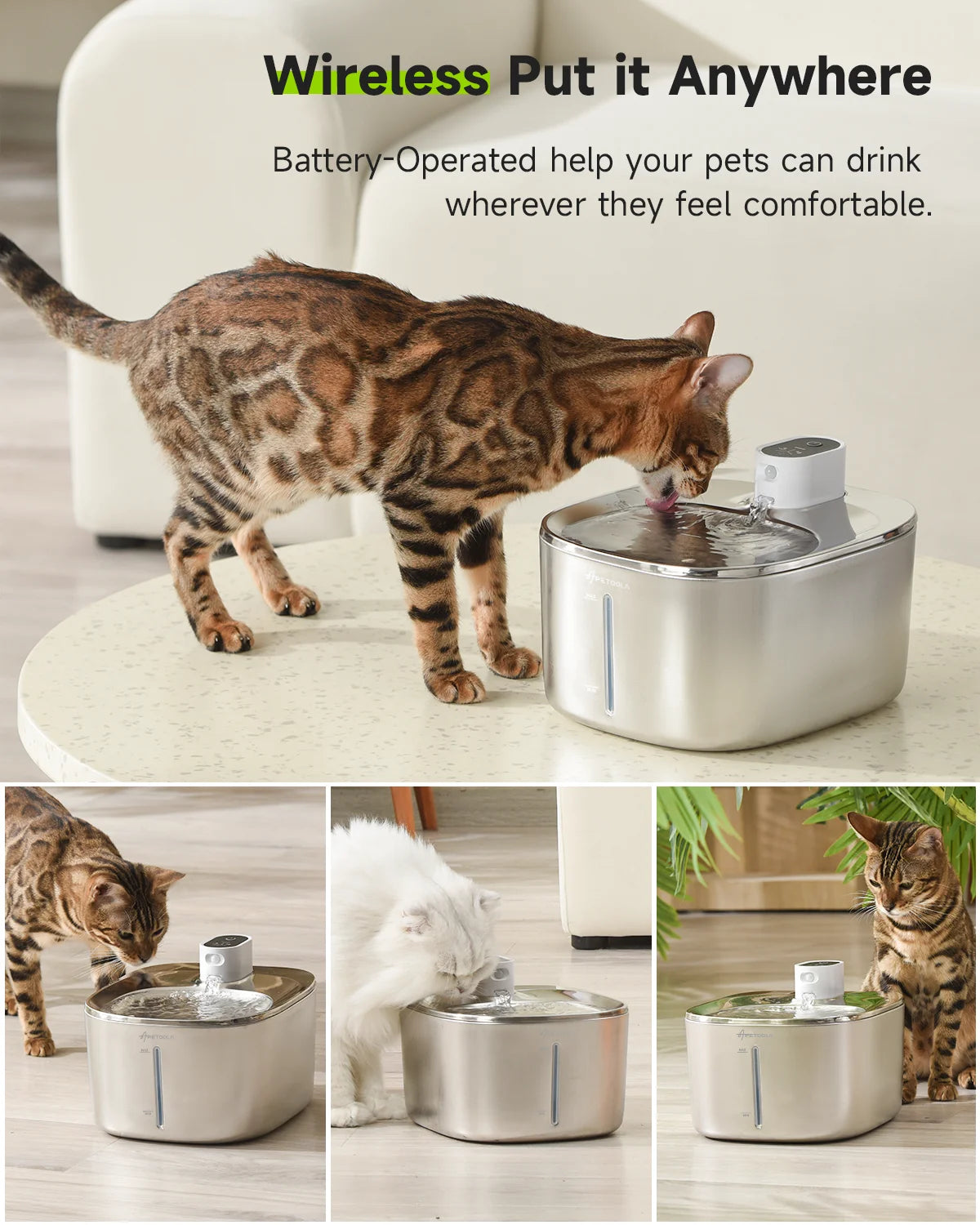4L Wireless Pet Water Fountain – Motion Sensor Stainless Steel Cat & Dog Dispenser