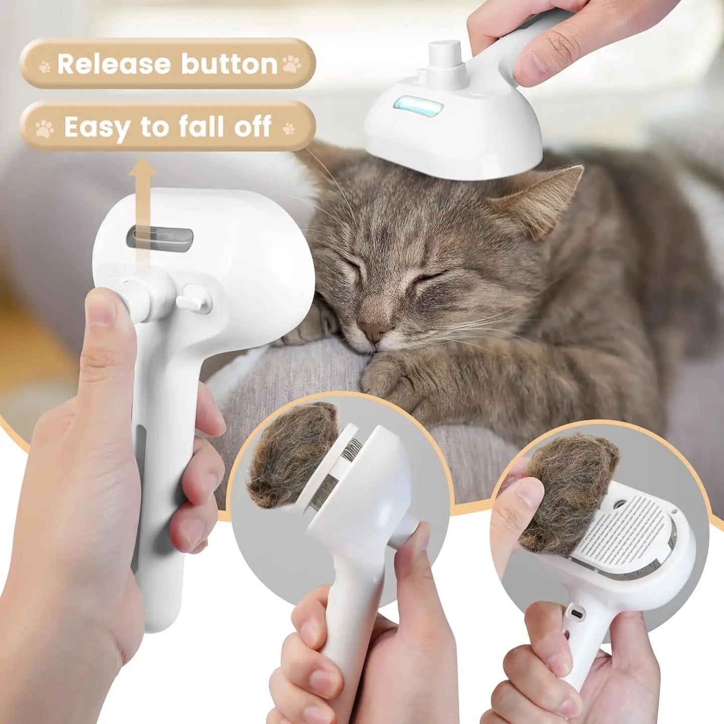 Pet Grooming Comb with Mist Humidifier – Removes Hair & Reduces Frizz