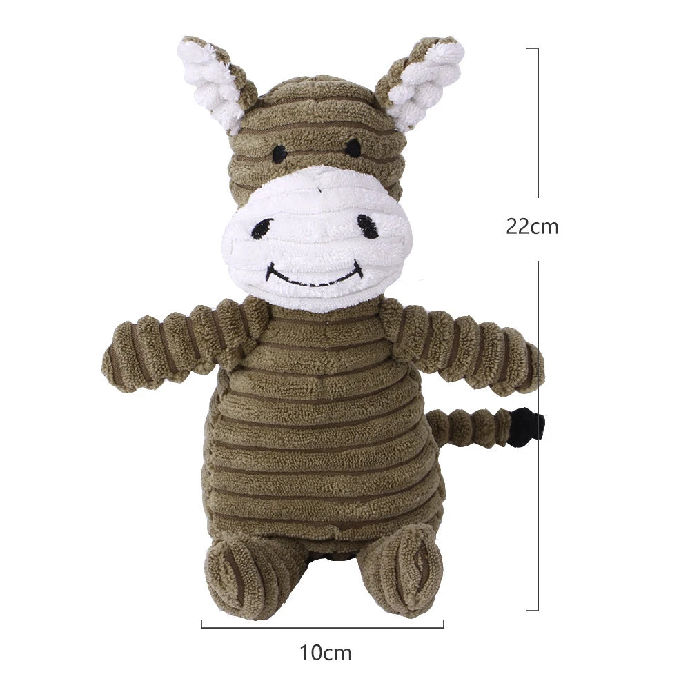 Plush Squeaky Dog Toy - Bite Resistant Animal Shape Corduroy Toy for Small & Large Dogs, Puppy Training Accessory
