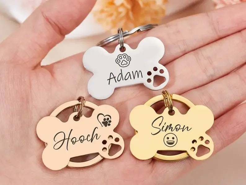 Personalized Bone-Shaped Pet ID Tags with Free Engraving
