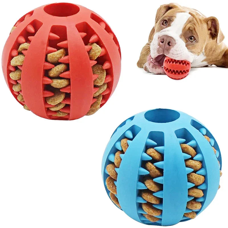 Interactive Dog Ball Toy - Chew & Clean Rubber Food Ball