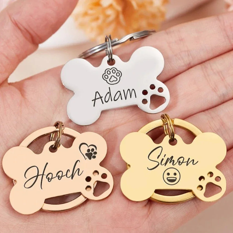 Personalized Bone-Shaped Pet ID Tags with Free Engraving