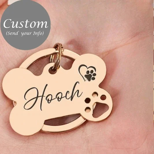 Personalized Bone-Shaped Pet ID Tags with Free Engraving