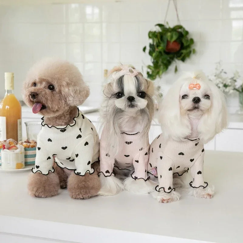 Embroidered Bear Waffle Pet Vest – Autumn & Winter Warm Undercoat for Dogs & Cats