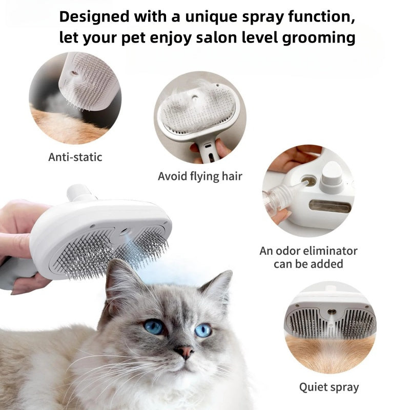 Pet Grooming Comb with Mist Humidifier – Removes Hair & Reduces Frizz