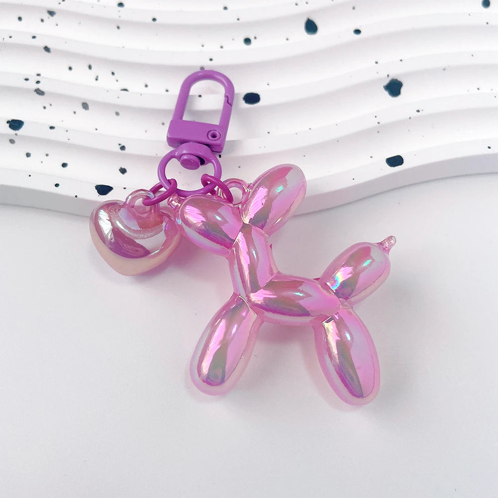 Cartoon Balloon Dog Keychain – Cute Acrylic Bag Charm for Women & Couples