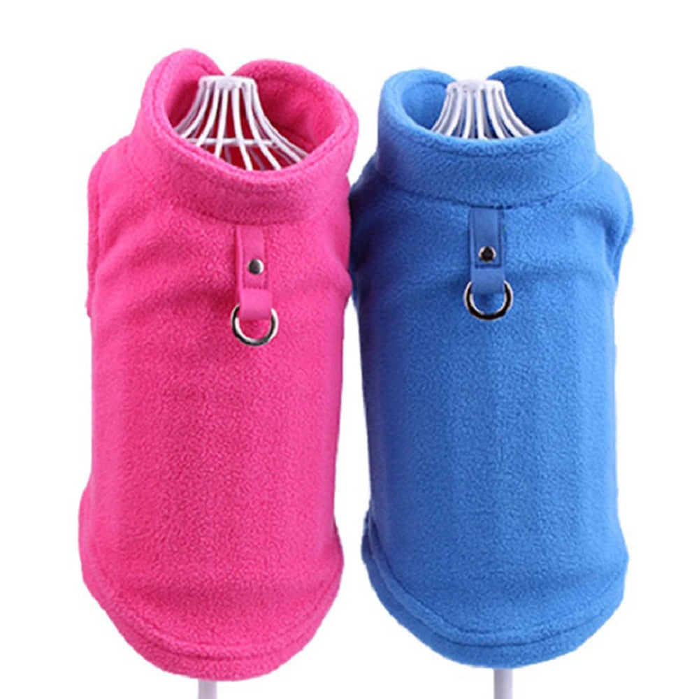 Winter Fleece Dog Coat with Harness for Small Dogs