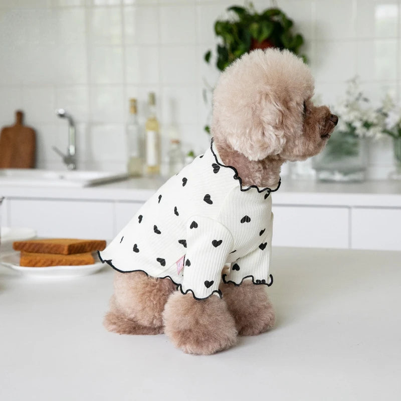 Embroidered Bear Waffle Pet Vest – Autumn & Winter Warm Undercoat for Dogs & Cats