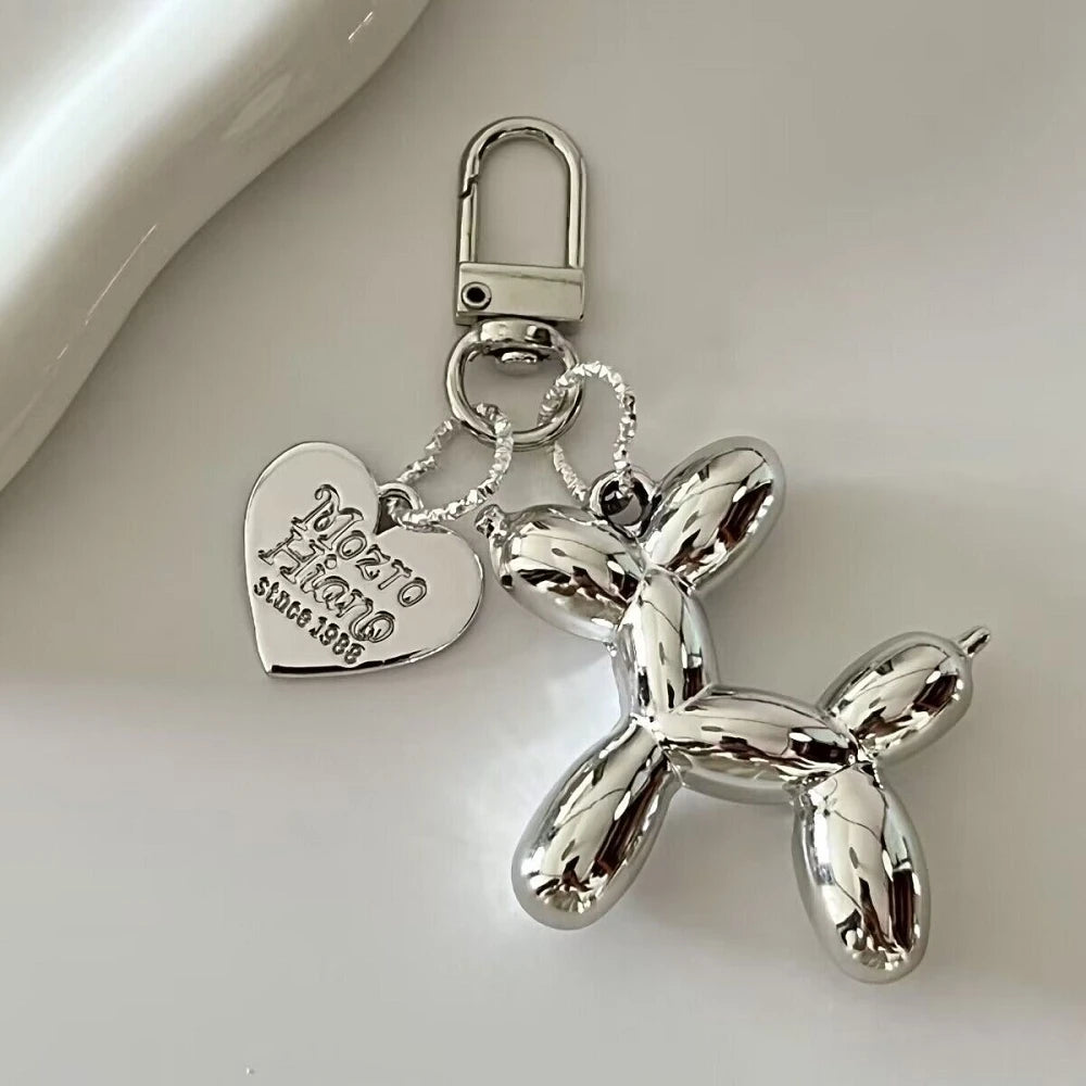 Cartoon Balloon Dog Keychain – Cute Acrylic Bag Charm for Women & Couples