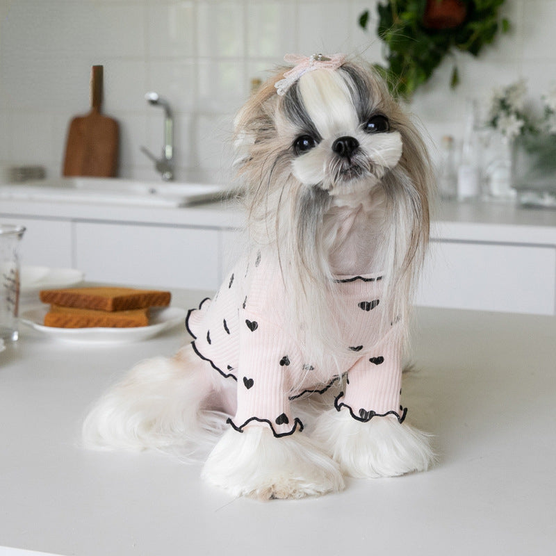 Embroidered Bear Waffle Pet Vest – Autumn & Winter Warm Undercoat for Dogs & Cats