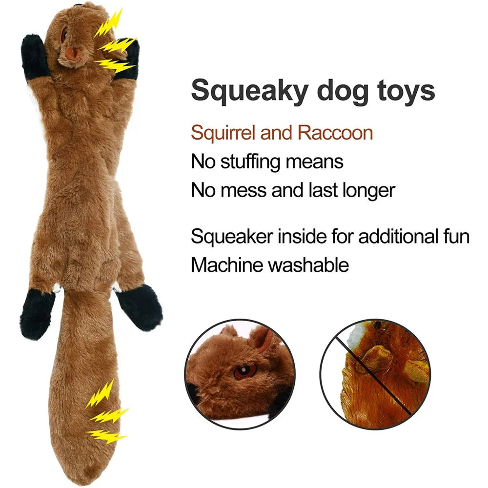 Stuffingless Squeaky Dog Toy - Durable & Crinkle Plush