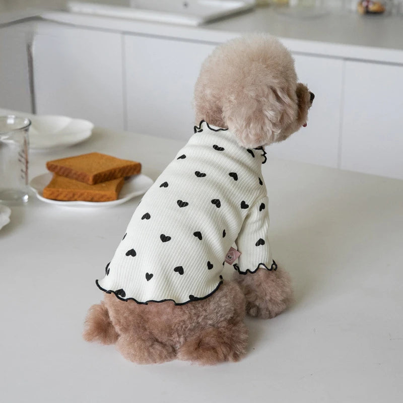 Embroidered Bear Waffle Pet Vest – Autumn & Winter Warm Undercoat for Dogs & Cats