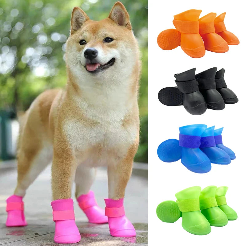 Waterproof Dog Rain Boots – Anti-Slip Rubber Shoes for Small, Medium & Large Dogs