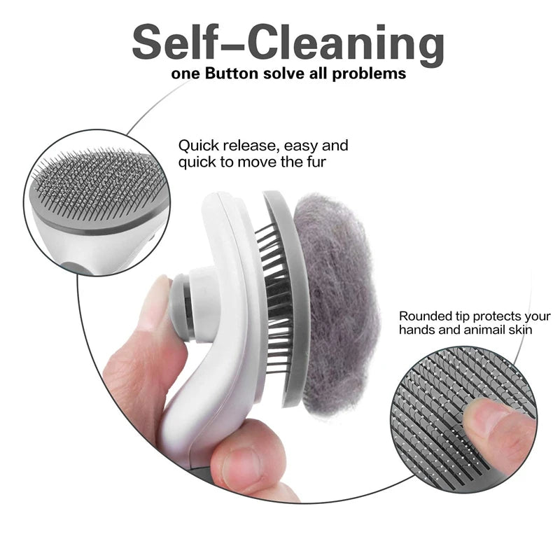Stainless Steel Needle Pet Comb – Dog & Cat Hair Removal, Grooming & Skin Care Brush