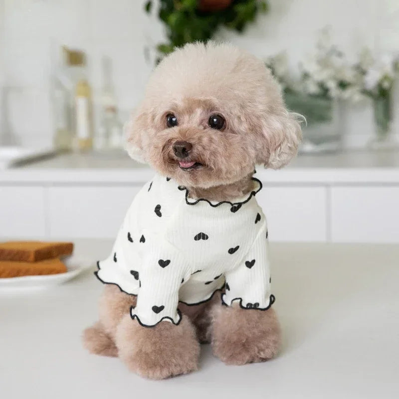 Embroidered Bear Waffle Pet Vest – Autumn & Winter Warm Undercoat for Dogs & Cats