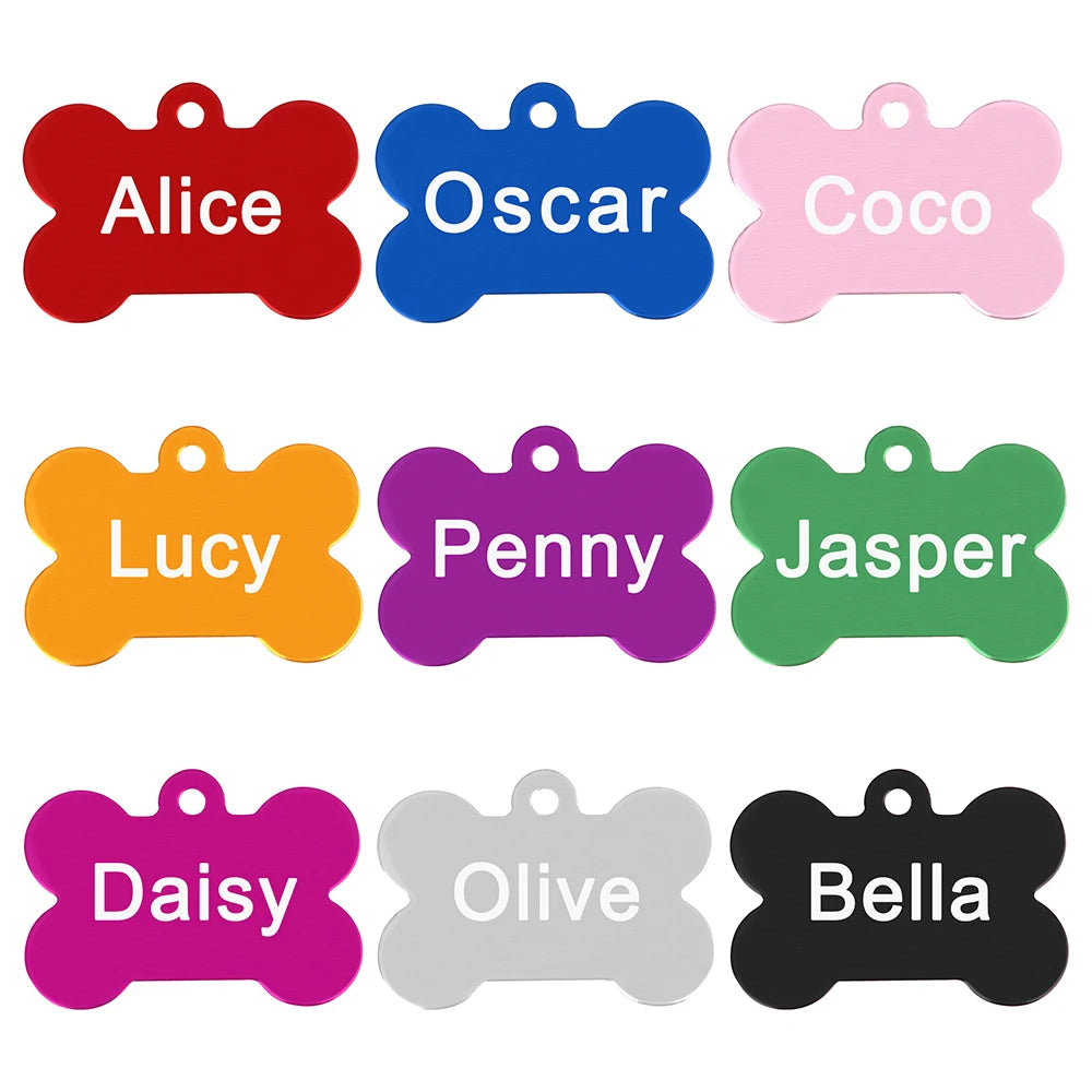 Personalized Dog & Cat ID Tag – Custom Metal Bone Shaped Pet Name Tag for Small & Large Pets