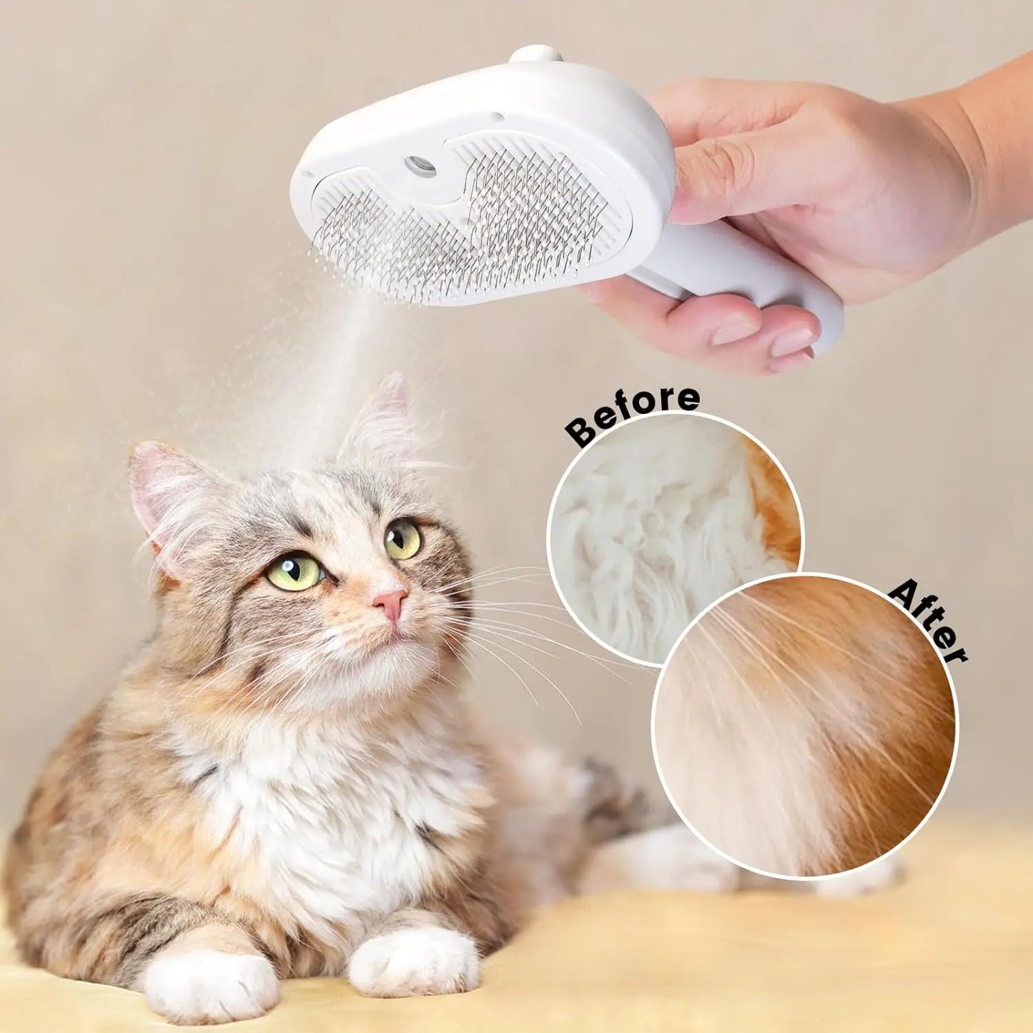 Pet Grooming Comb with Mist Humidifier – Removes Hair & Reduces Frizz