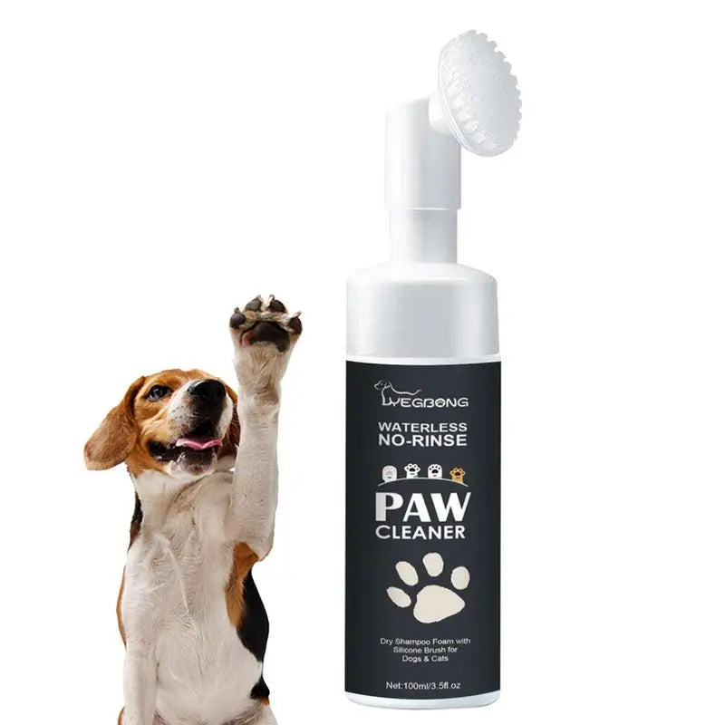 Rinse-Free Pet Paw Cleaner Foam – Portable Silicone Brush for Paws