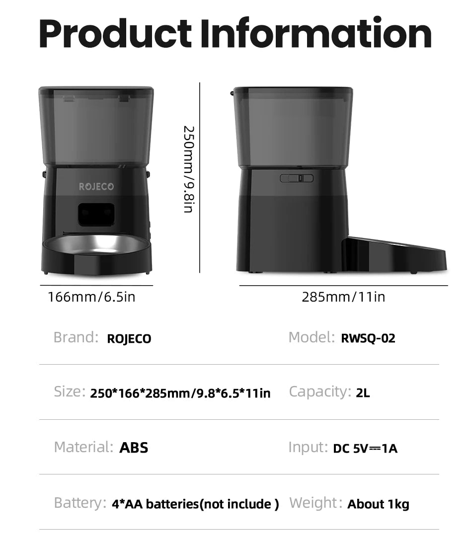 2L Automatic Pet Feeder with Portion Control and Anti-Jam Design