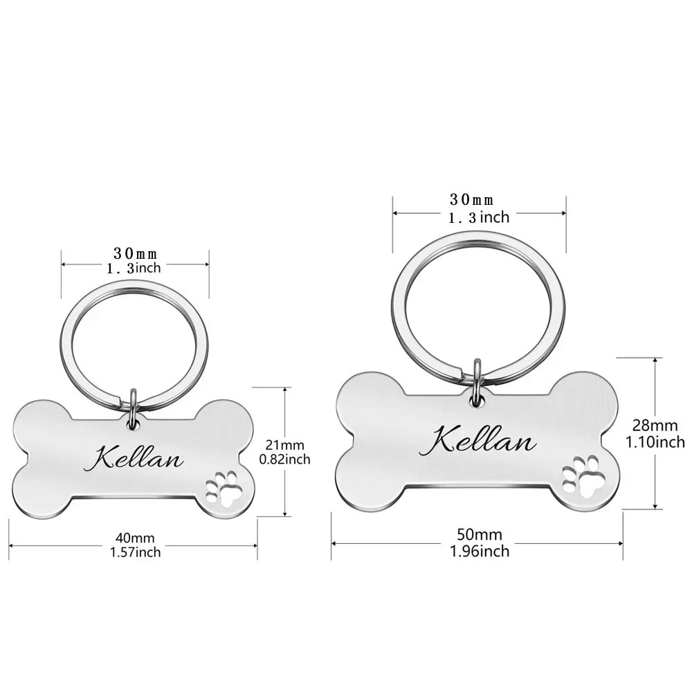 Personalized Bone-Shaped Pet ID Tags with Free Engraving