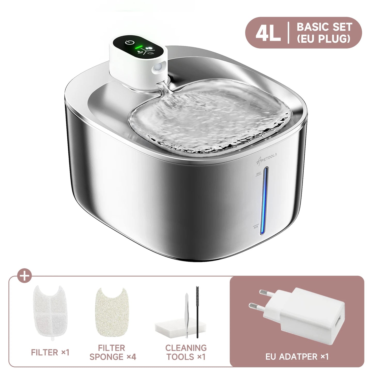 4L Wireless Pet Water Fountain – Motion Sensor Stainless Steel Cat & Dog Dispenser