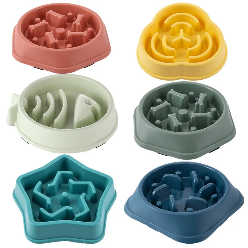 Slow Feeder Dog Bowl – Anti-Choking, Non-Slip Bowl for Healthy Eating, Multiple Shapes & Colors