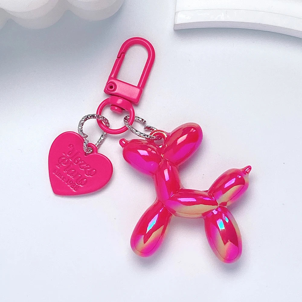 Cartoon Balloon Dog Keychain – Cute Acrylic Bag Charm for Women & Couples