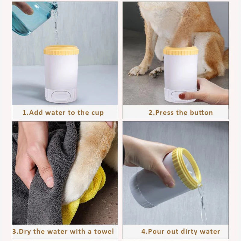 Semi-Automatic Dog Paw Cleaner - Soft Silicone Brush