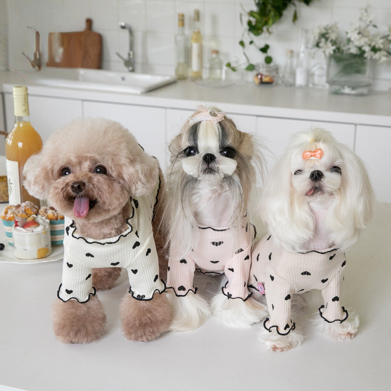 Embroidered Bear Waffle Pet Vest – Autumn & Winter Warm Undercoat for Dogs & Cats