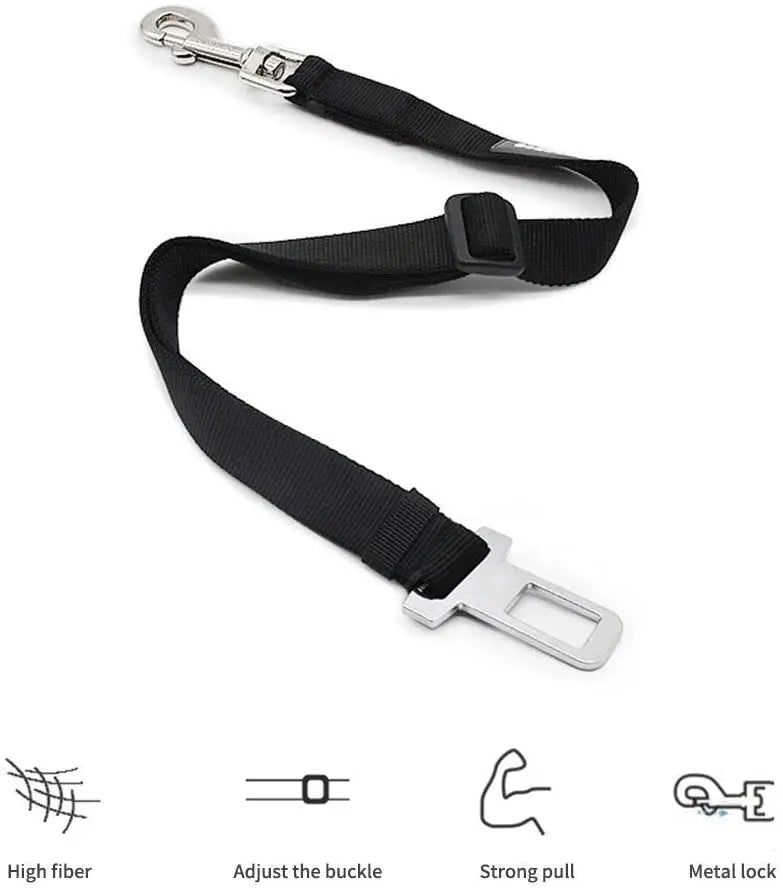 Adjustable Pet Car Seat Belt – Safety Harness Lead Clip for Dogs & Cats
