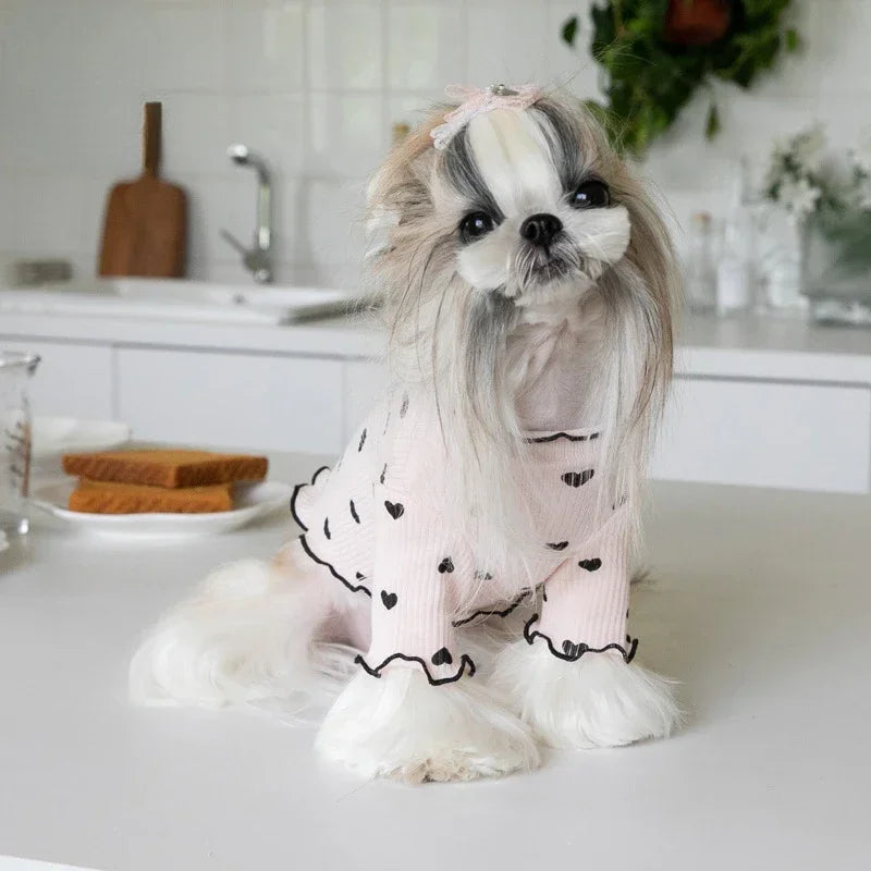 Embroidered Bear Waffle Pet Vest – Autumn & Winter Warm Undercoat for Dogs & Cats